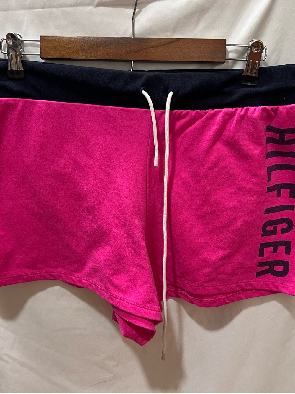 Tommy Hilfiger Hot Pink Athletic Lounge Shorts with Navy Waistband
